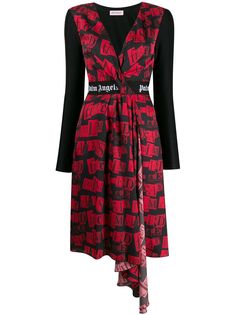 Palm Angels logo print midi dress