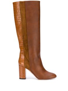 Aquazzura Eaton 85 croc embossed boots