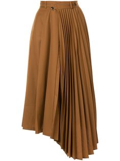 Le Ciel Bleu asymmetric pleated midi-skirt