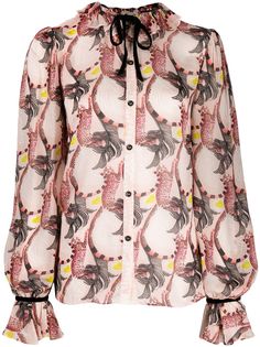 Temperley London Maggie feather-print shirt