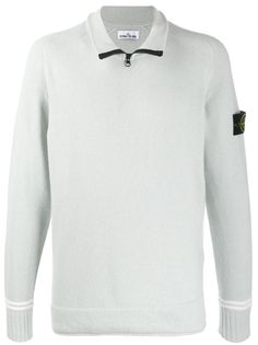 Stone Island logo knitted zip-up sweatshirt