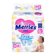 Подгузники MERRIES, размер М, 6-11 кг, 22 шт.