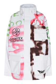 Белая куртка с разноцветным рисунком Off White