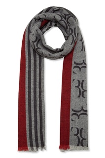 Серый жаккардовый шарф с красными узорами Billionaire
