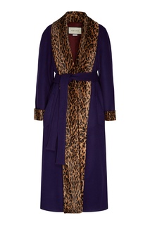Фиолетовое пальто с леопардовым воротником Gucci