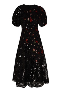 Черное платье с цветочным принтом Simone Rocha