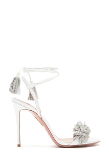 Белые босоножки Wild Thing 105 с кристаллами Aquazzura