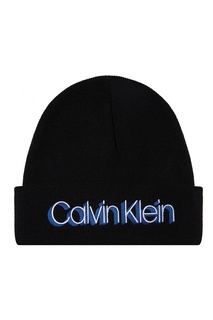 Черная шапка из гладкого трикотажа Calvin Klein