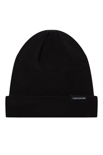 Однотонная черная шапка из хлопка Calvin Klein