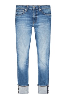 Зауженные голубые джинсы с широкими отворотами Calvin Klein
