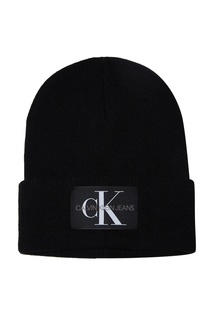 Черная шапка бини с логотипом Calvin Klein