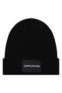 Эластичная черная шапка из трикотажа Calvin Klein