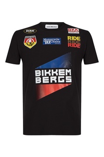 Черная футболка с яркими логотипами Dirk Bikkembergs