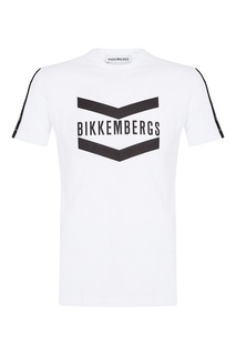 Футболка с контрастным логотипом и полосками Dirk Bikkembergs