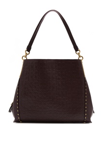 Бордовая сумка Dalton 31 из тисненой кожи Signature с заклепками Coach