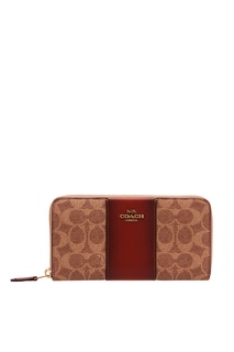 Бежево-коричневый кошелек на молнии Coach