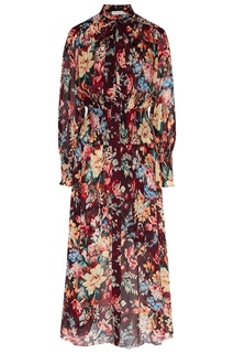 Бордовое шелковое платье с цветочным принтом Zimmermann
