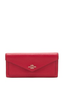 Красный кожаный кошелек в форме конверта Coach
