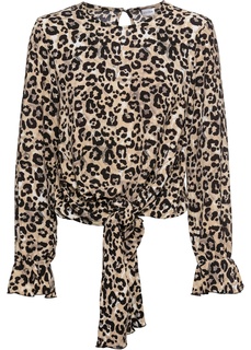 Блузка с узлом и анималистичным принтом Bonprix