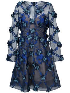 Marchesa Notte платье с отделкой из 3D цветов