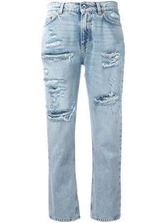 Dolce & Gabbana укороченные джинсы с вышивкой клубники