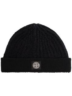Stone Island embroidered logo beanie hat