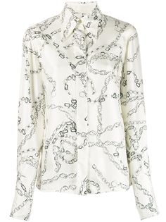 Victoria Beckham textured chain print shirt