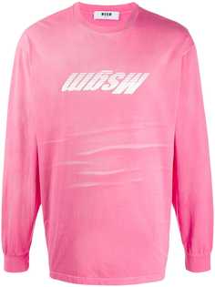 MSGM creased-detail upside-down logo sweatshirt