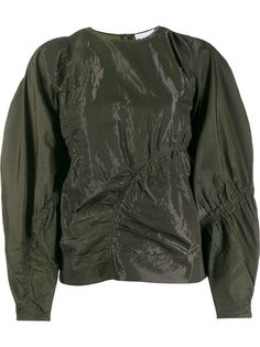 Ganni structured sleeves ruched blouse