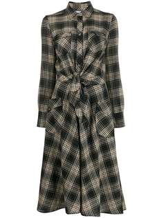 Sara Roka tie front checked dress