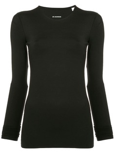 Jil Sander топ с круглым вырезом и длинными рукавами