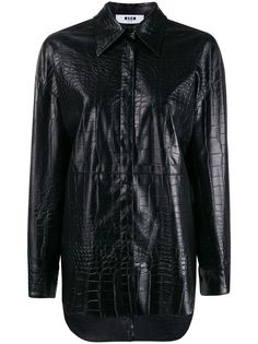 MSGM crocodile embossed faux leather shirt