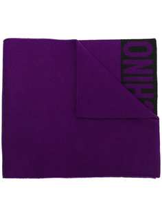 Moschino logo embroidered scarf