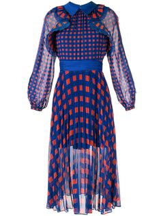 Self-Portrait gingham shirt-style midi dress