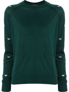 Emporio Armani logo-sleeve knit sweater