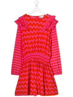 Stella McCartney Kids TEEN zigzag striped ruffled dress