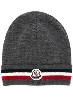 Moncler шапка бини с отделкой в полоску
