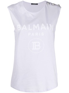 Balmain logo print top