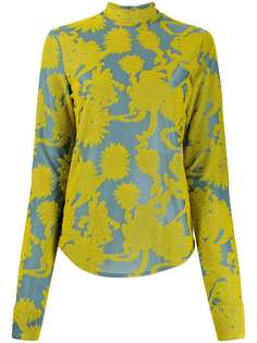 Jil Sander блузка с высоким воротником и цветочным узором