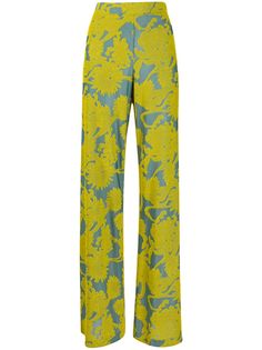 Jil Sander брюки широкого кроя с цветочным принтом