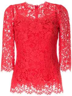 Dolce & Gabbana блузка с кружевным узором и фестонами