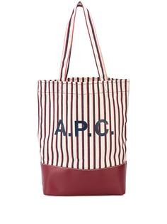 A.P.C. полосатая сумка-тоут с логотипом