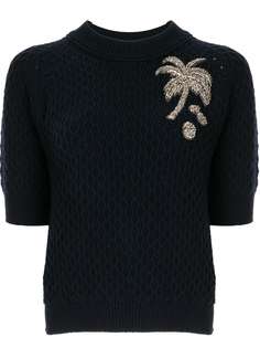 Dice Kayek palm tree embellished jumper
