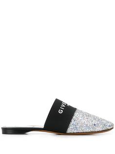 Givenchy sequinned logo print slippers