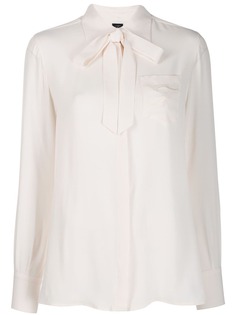 Fay monogram embroidery pussy-bow shirt