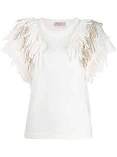 Twin-Set tassel shoulder knitted top