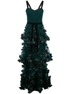 Marchesa Notte flower-embellished maxi dress