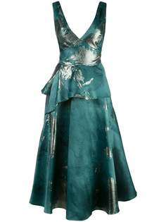 Marchesa Notte metallic-print flared dress