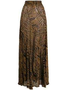 Ganni tiger-print maxi skirt