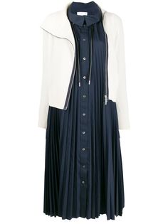 Sacai многослойное платье миди с контрастной вставкой